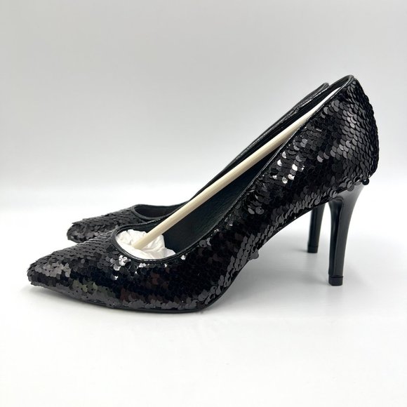 Chinese Laundry Size 6.5 Black Sequin Point Toe Stiletto Heel Dress Pumps Shoes - Picture 6 of 16